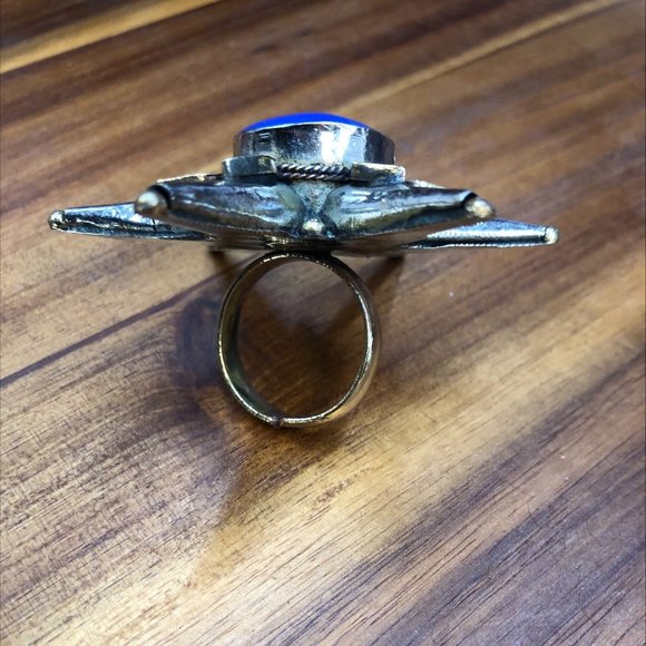 Blue Star Ring, Afghan Massive Ring, Stone Ring, Boho Ring, Vintage Ring, Kuchi - Picture 7 of 9